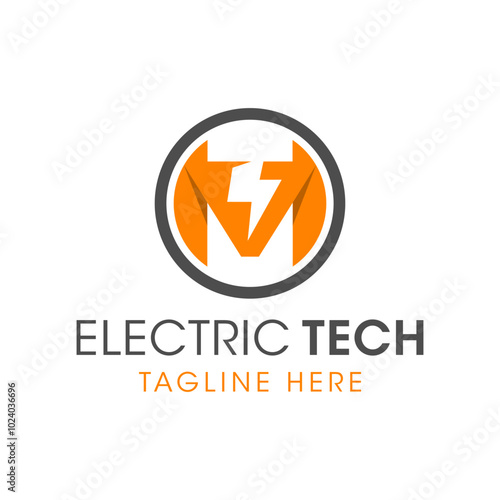 Free Download electrical technology logo with circle letter M - GFXLoad