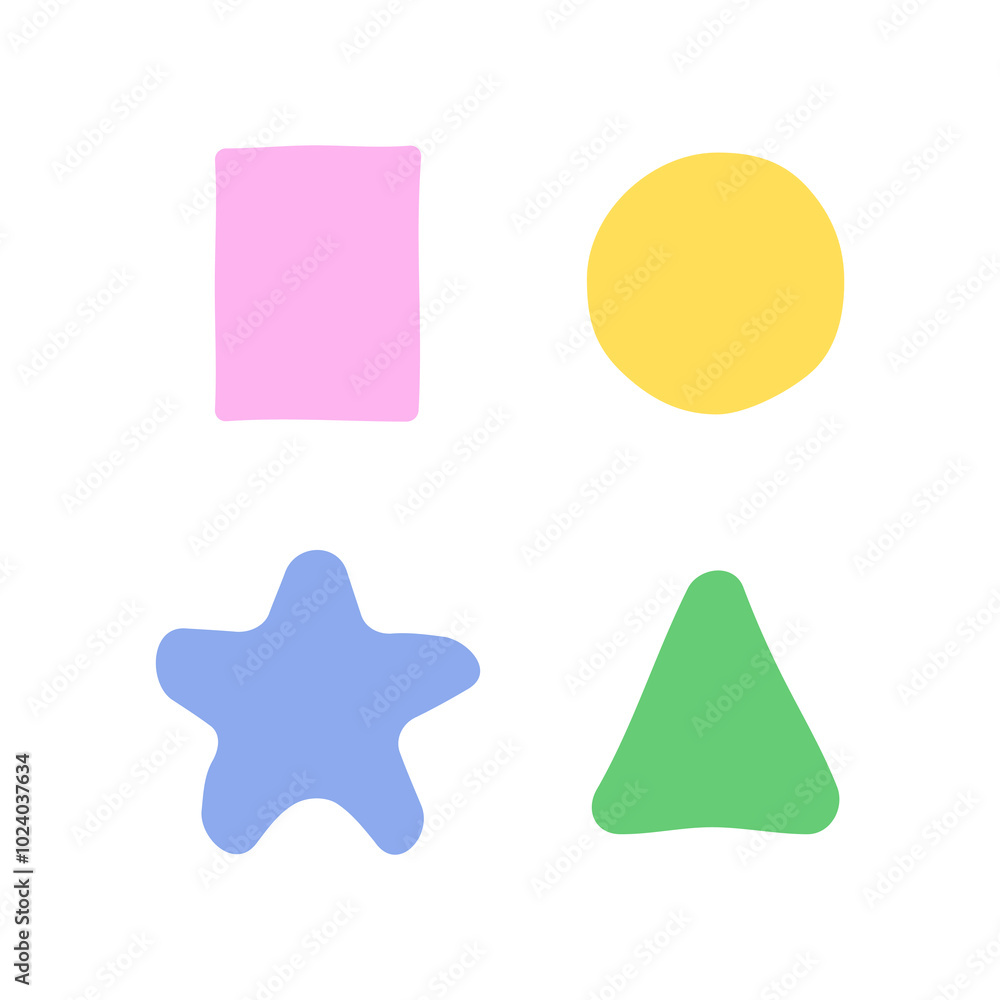 Handdrawn Organic Shapes Circle Rectangle Triangle Set Handdrawn Organic Shapes Circle Rectangle Triangle Set