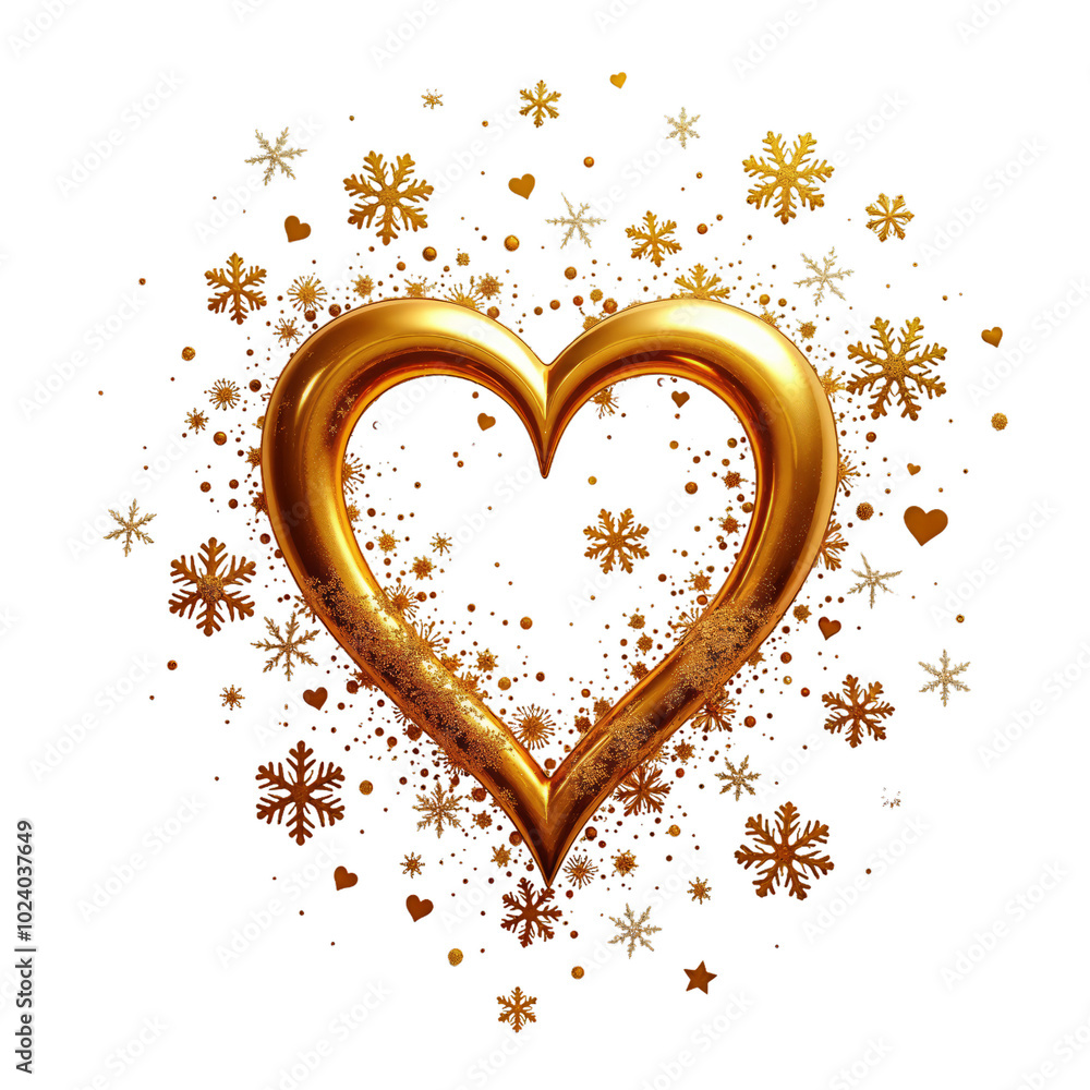 Heart symbol with a gold frame on transparent background Heart symbol with a gold frame on transparent background