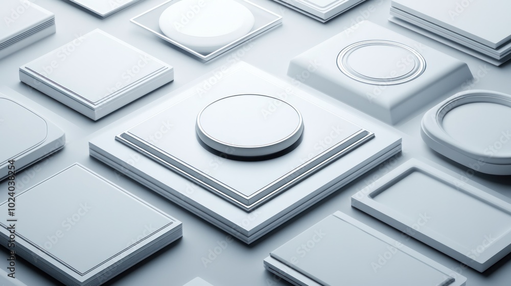 A collection of various geometric shapes and forms in a minimalist style. A collection of various geometric shapes and forms in a minimalist style.