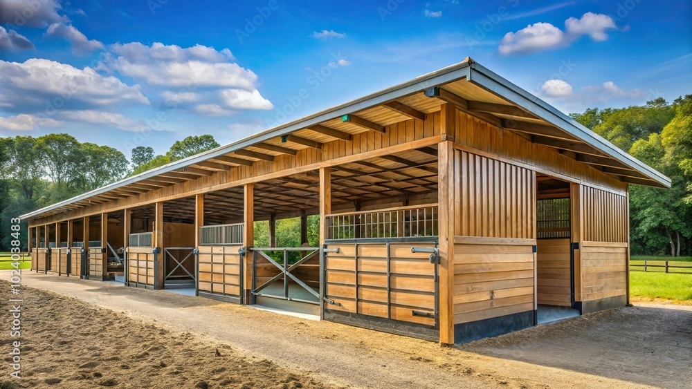 Horse shelter barn where horses are raised and maintained Horse shelter barn where horses are raised and maintained