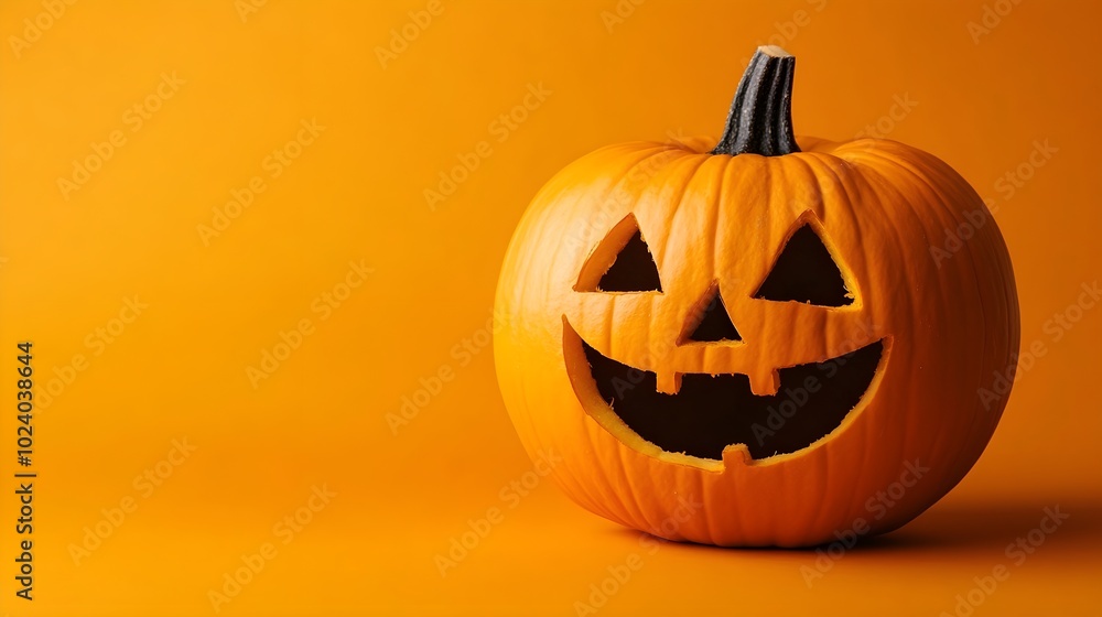 Real Jack O Lantern for halloween on orange background Real Jack O Lantern for halloween on orange background