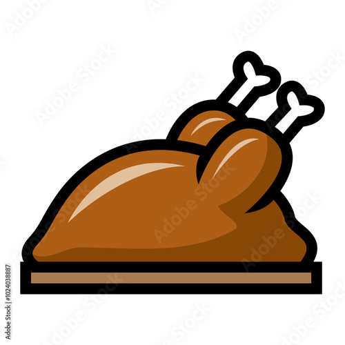 Roasted turkey on white background