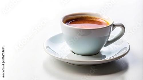 Wallpaper Mural Hot coffee in cup and saucer isolated on white background. Long Shot Torontodigital.ca