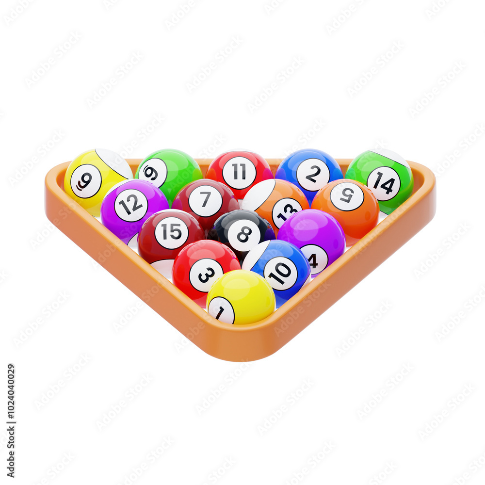 Naklejka premium 3D Billiard Balls in Triangle Rack