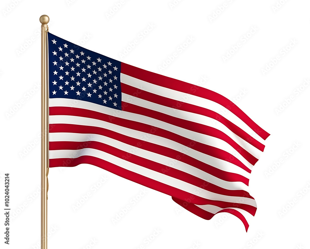 Fototapeta premium Waving American Flag on a Black Background