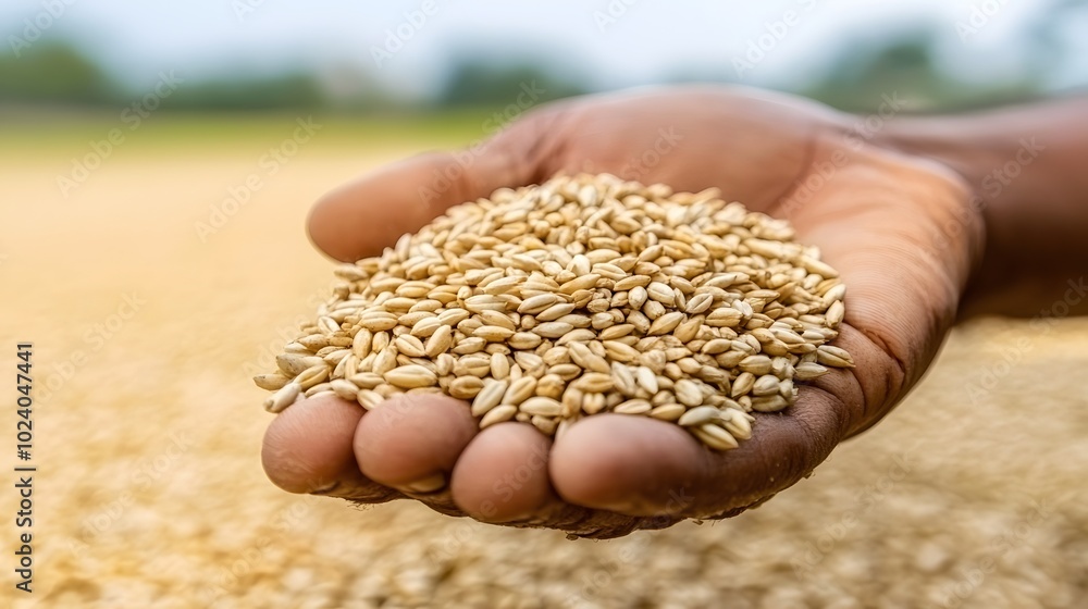 Hand Cradling Mature Seeds in Agricultural Setting Hand Cradling Mature Seeds in Agricultural Setting