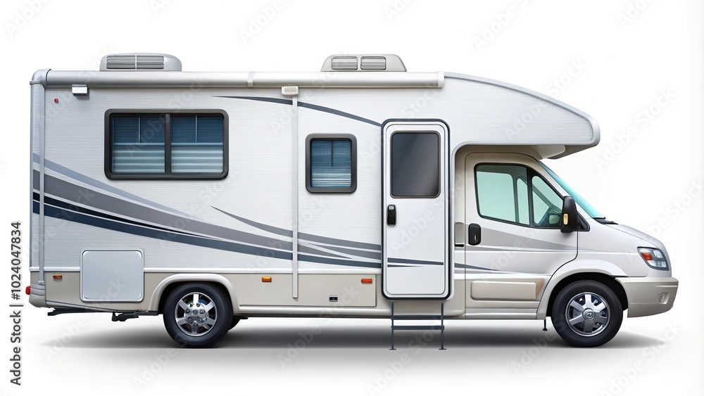 Illustration of a recreational vehicle on white background aerial view Illustration of a recreational vehicle on white background aerial view