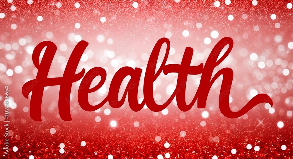 health calligraphic lettering on red bokeh glitter festive sparkles background health calligraphic lettering on red bokeh glitter festive sparkles background