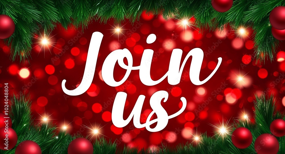 join us calligraphic lettering on red bokeh glitter festive sparkles background join us calligraphic lettering on red bokeh glitter festive sparkles background