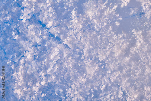 Background of winter ice and snow texture. Ice covered by frost naturl background photo