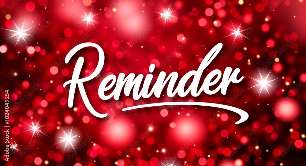 reminder calligraphic lettering on red bokeh glitter festive sparkles background reminder calligraphic lettering on red bokeh glitter festive sparkles background