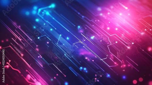 Tech-themed background with abstract digital circuits, data flows, and futuristic elements, 