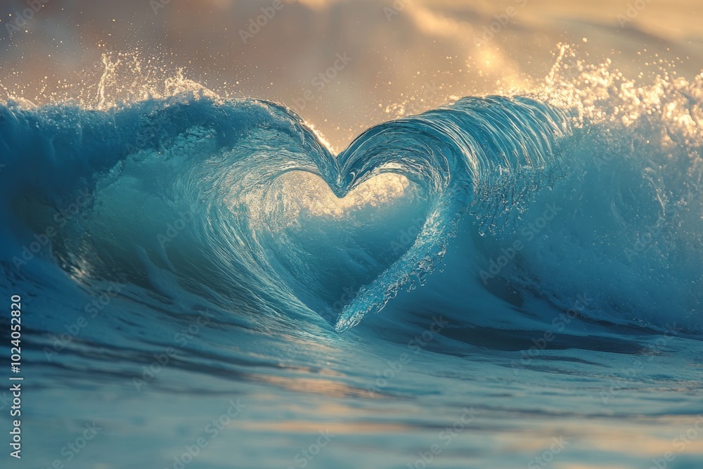 Fototapeta premium Heart Shaped Ocean Wave at Sunset