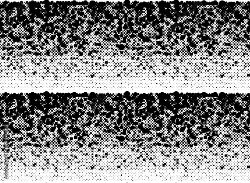 モノクロの荒いハーフトーングラデーションのシームレスなパターン