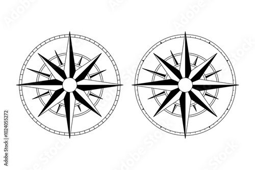 羅針盤　イラスト　ベクター　素材　地図