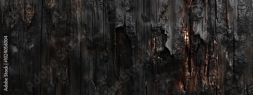 Charred and weathered wooden texture with dark and light contrasts photo