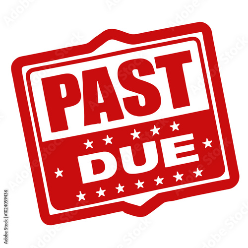 Past due stamp graphic with red square design