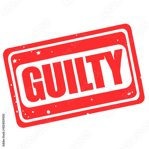 Guilty stamp graphic with red rectangular design