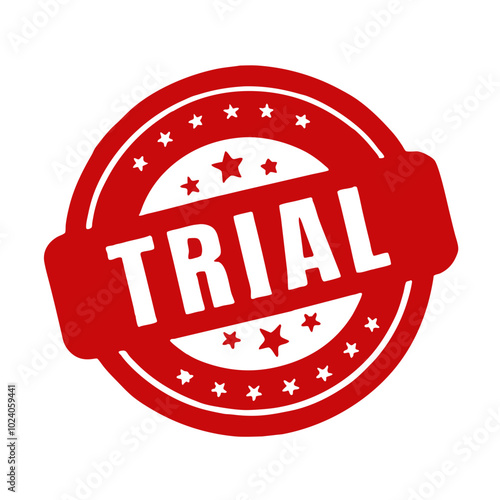 Trial stamp graphic with red circular design