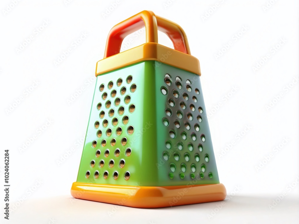 3D Rendering of a Cartoon Grater on White Background for Kitchen Utensil Illustrations and Culinary Concepts