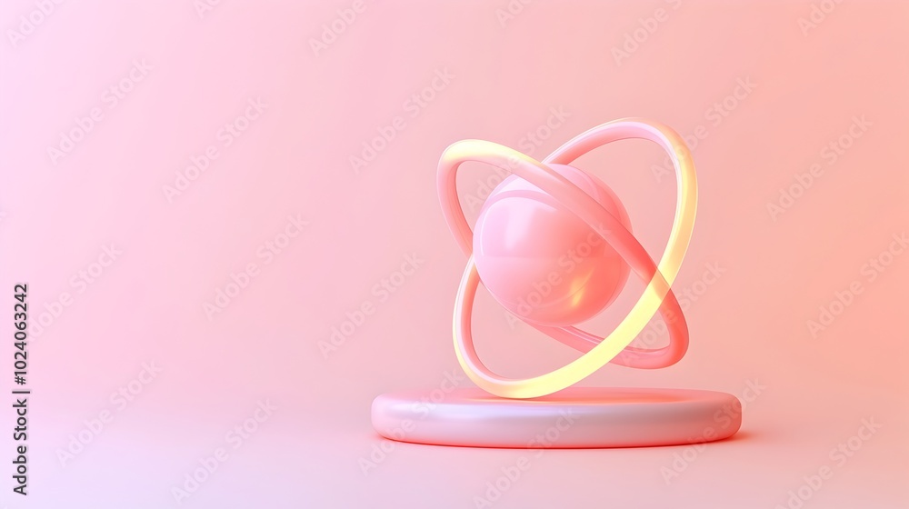 Glowing Atomic Particle in Soft Pastel Gradient Background Glowing Atomic Particle in Soft Pastel Gradient Background