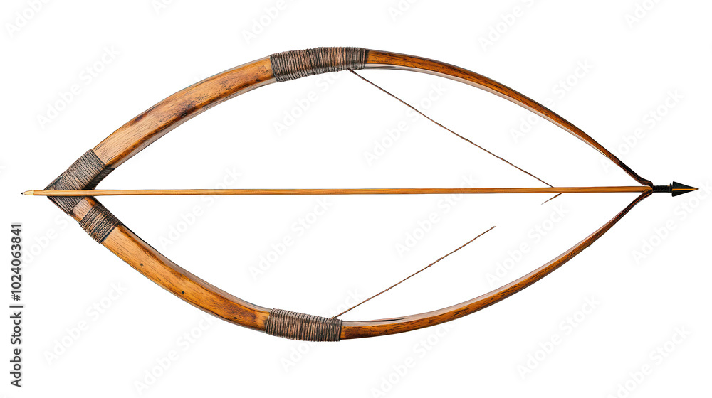 view of a crossbow with detailed carvings on the wood transparant background view of a crossbow with detailed carvings on the wood transparant background