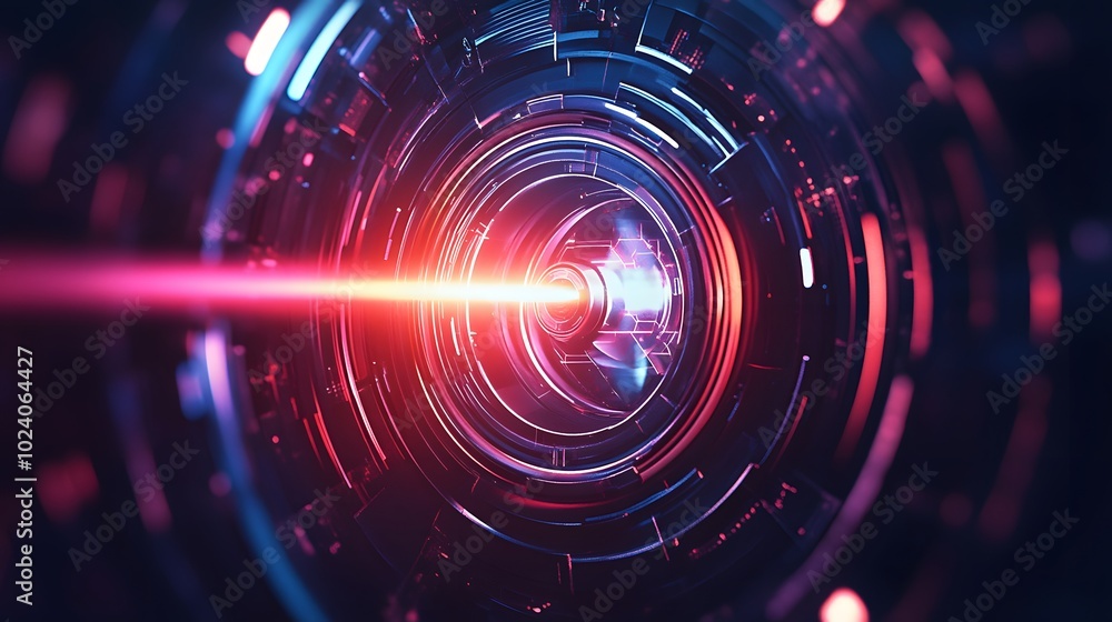 futuristic circular shape and horizontal energy beam. futuristic circular shape and horizontal energy beam.