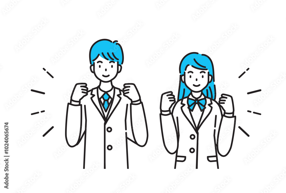 高校生　ガッツポーズ