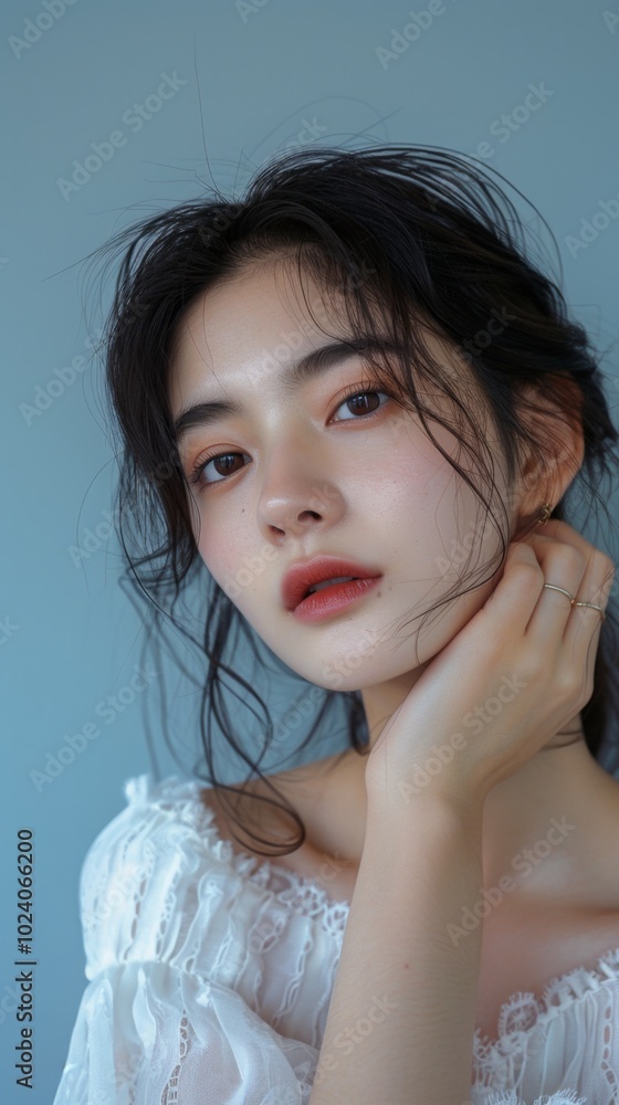 Portrait of a Woman with Soft Expression and Natural Beauty Portrait of a Woman with Soft Expression and Natural Beauty