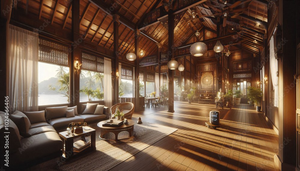modern thai traditional wood house in a city modern thai traditional wood house in a city