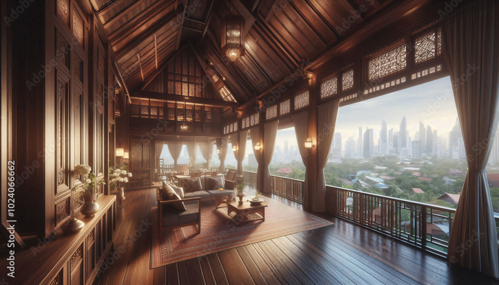 modern thai traditional wood house in a city modern thai traditional wood house in a city