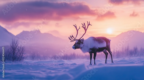 Reindeer Silhouette at Sunset in the Arctic