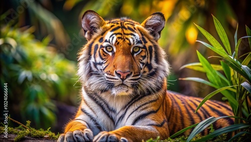 Adorable Tiger Posing Charmingly in the Wild with Striking Stripes and Playful Expression for Wildlife Enthusiasts and