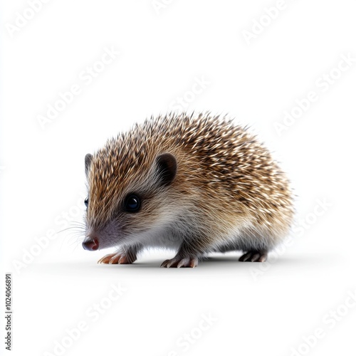 Tenrec on White Background in Raw Style