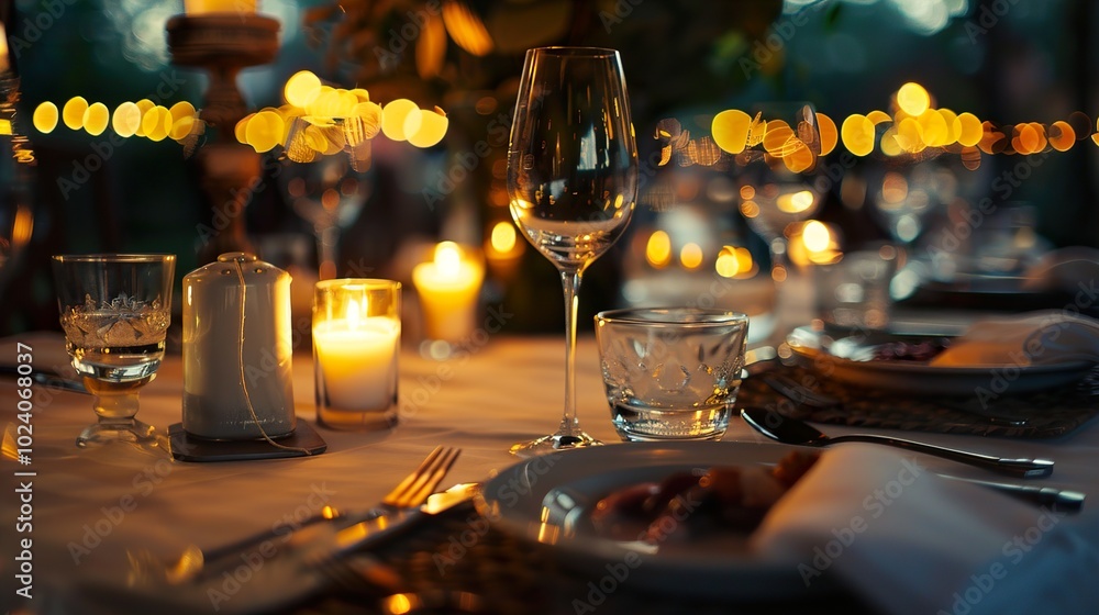 Romantic Candlelit Dinner Table Setting Romantic Candlelit Dinner Table Setting