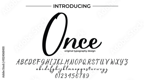 Once Font Stylish brush painted an uppercase vector letters, alphabet, typeface