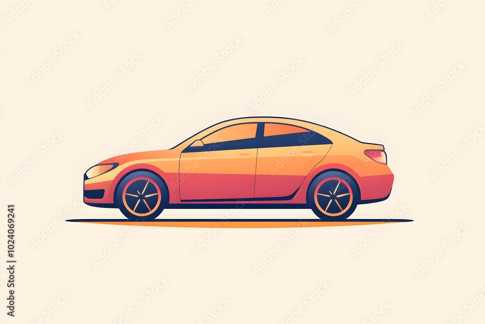 Side View of an Orange Car with Black Wheels Side View of an Orange Car with Black Wheels