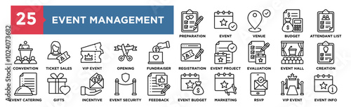 Event Management  icon collection set. Containing design event, business, management, corporate, meeting