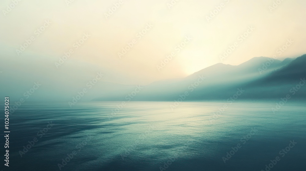 Serene Mist-Shrouded Mountain Range Reflecting on Calm Water Serene Mist-Shrouded Mountain Range Reflecting on Calm Water