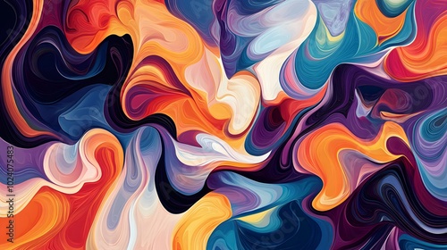 Abstract Swirling Liquid Painting with Vibrant Colors