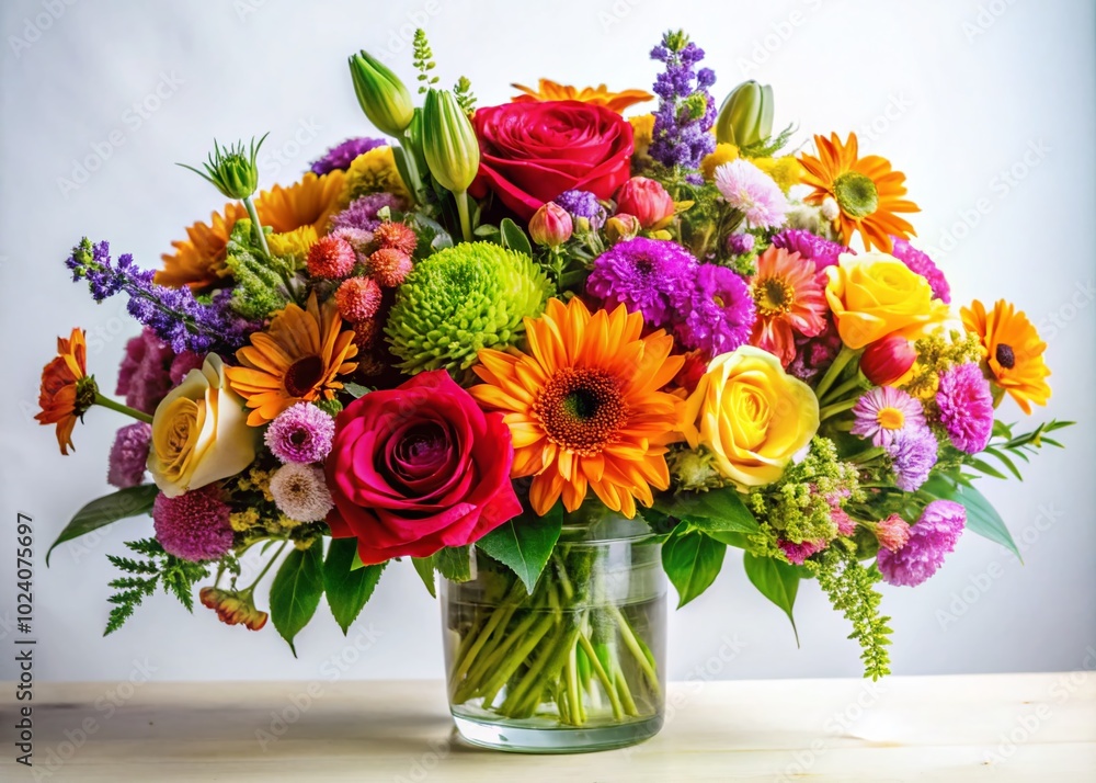 Beautiful White Background Floral Arrangement for Home Decor and Design Inspiration with Vibrant Blooms and Greenery Beautiful White Background Floral Arrangement for Home Decor and Design Inspiration with Vibrant Blooms and Greenery