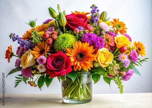 Wallpaper Mural Beautiful White Background Floral Arrangement for Home Decor and Design Inspiration with Vibrant Blooms and Greenery Torontodigital.ca