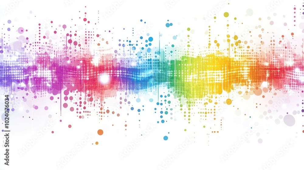 A dynamic array of colorful sound waves in layered patterns, representing sound complexity, isolated on a clean white background. A dynamic array of colorful sound waves in layered patterns, representing sound complexity, isolated on a clean white background.