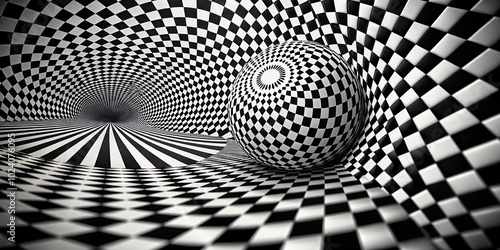 Black and White Abstract Optical Art Design with Tilt-Shift Photography for Unique Visuals