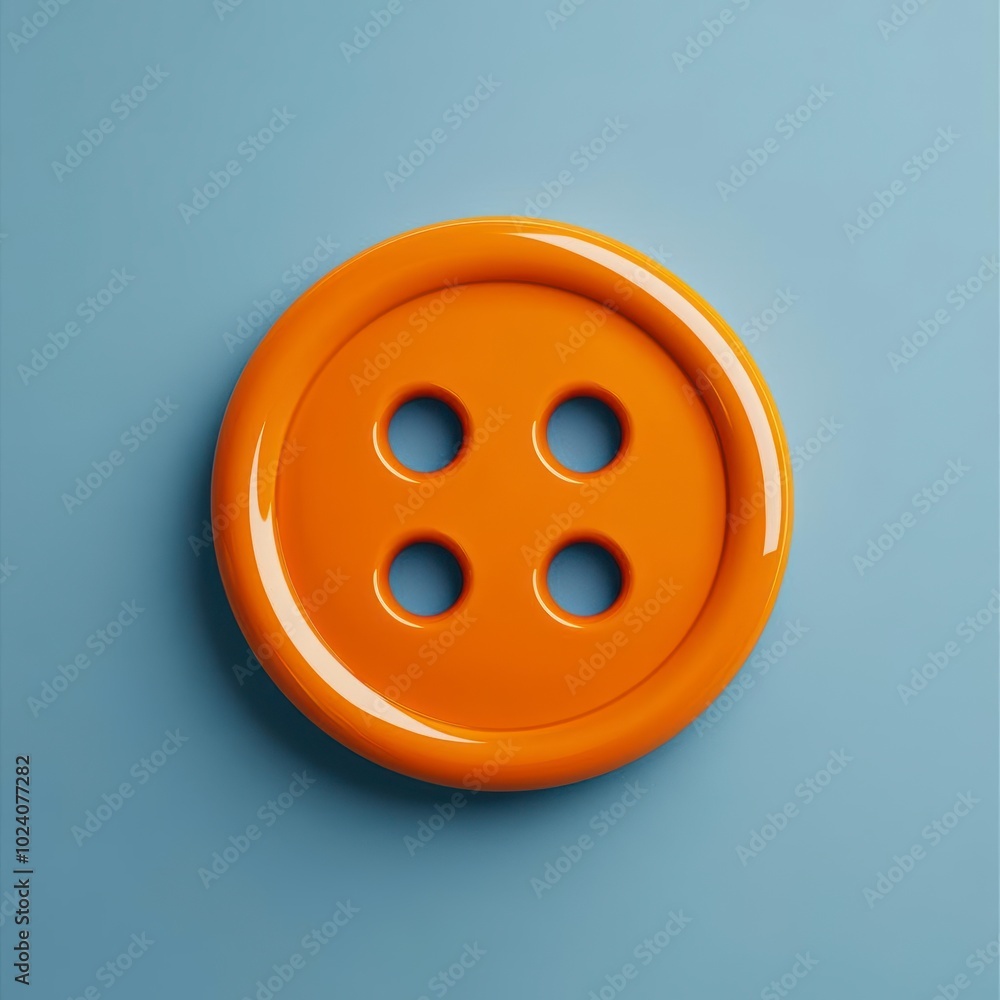A large orange four-hole button on a plain background A large orange four-hole button on a plain background