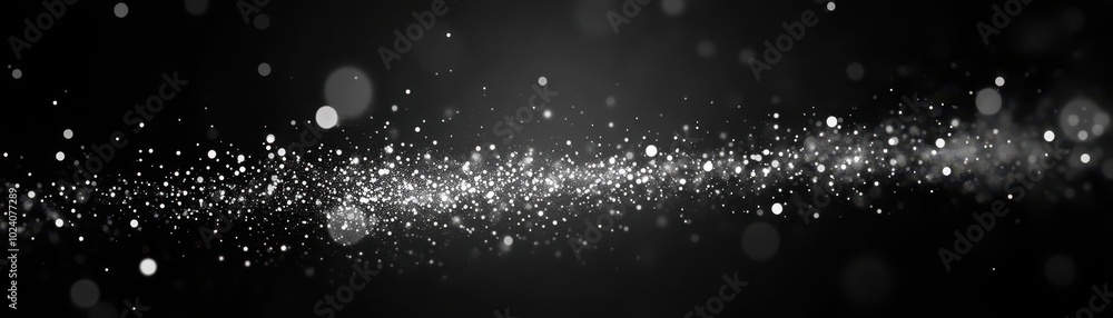 Fototapeta premium Abstract Black Background with White Glimmering Lights and Bokeh