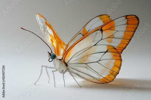 glasswing butterfly with transparent, delicate wings, photo