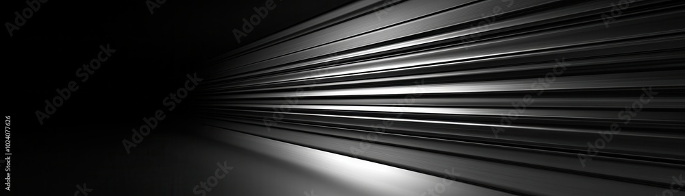 Fototapeta premium Abstract Black and White Horizontal Lines with Perspective