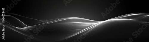 Abstract Black and White Wave with Glowing Effect